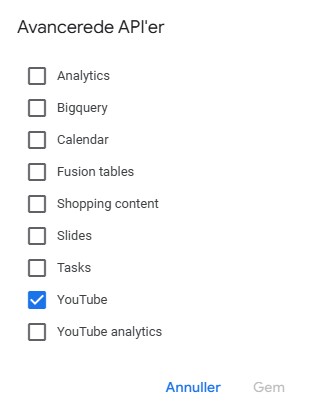 youtube avancerede api