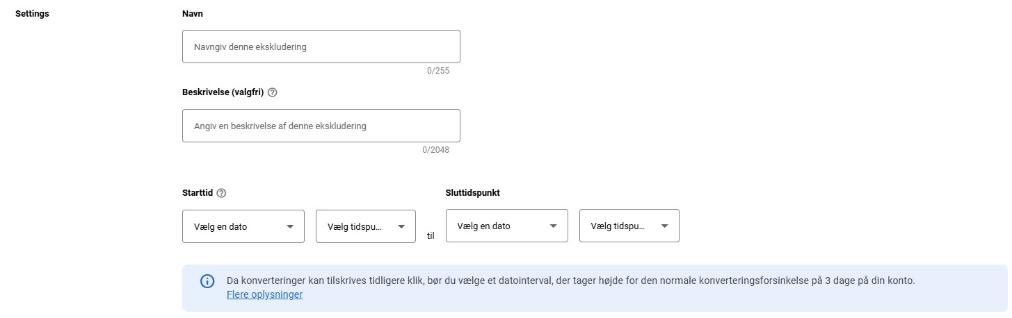 dataekskludering i google ads