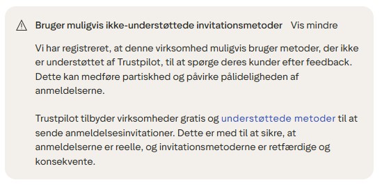 ikke-understøttede-invitationsmetoder ikke understøttede indsamlingsmetoder trustpilot