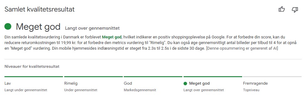 butikskvalitet google merchant center
