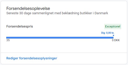 forsendelsesoplevelse google merchant center
