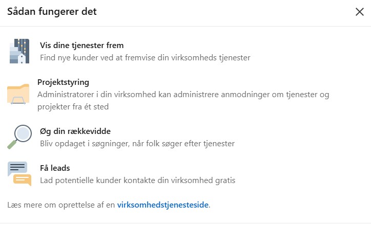 tjenesteanmodninger linkedin firmasider